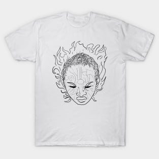 Scary Shaman Monster Horror Black Lineart T-Shirt